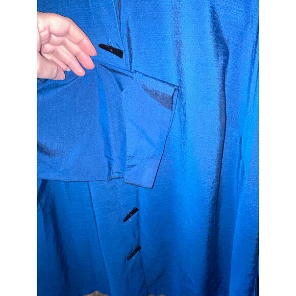 Ali Miles Lagenlook Minimalist Business Office Blue Large Front Button Tunic Top - Picture 3 of 10